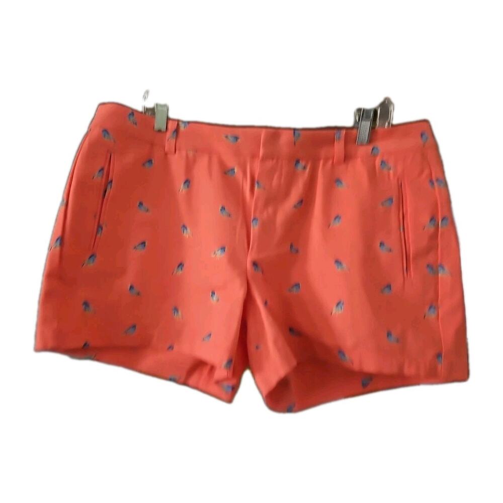 a.n.a Pink Blue Bird Print Shorts Women's 16 Short Preppy Casual